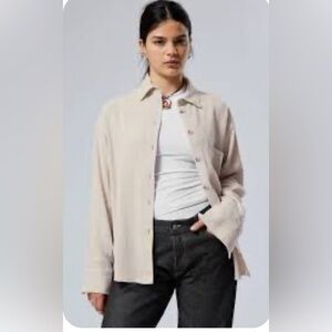 Stile Solid Shacket in Oat